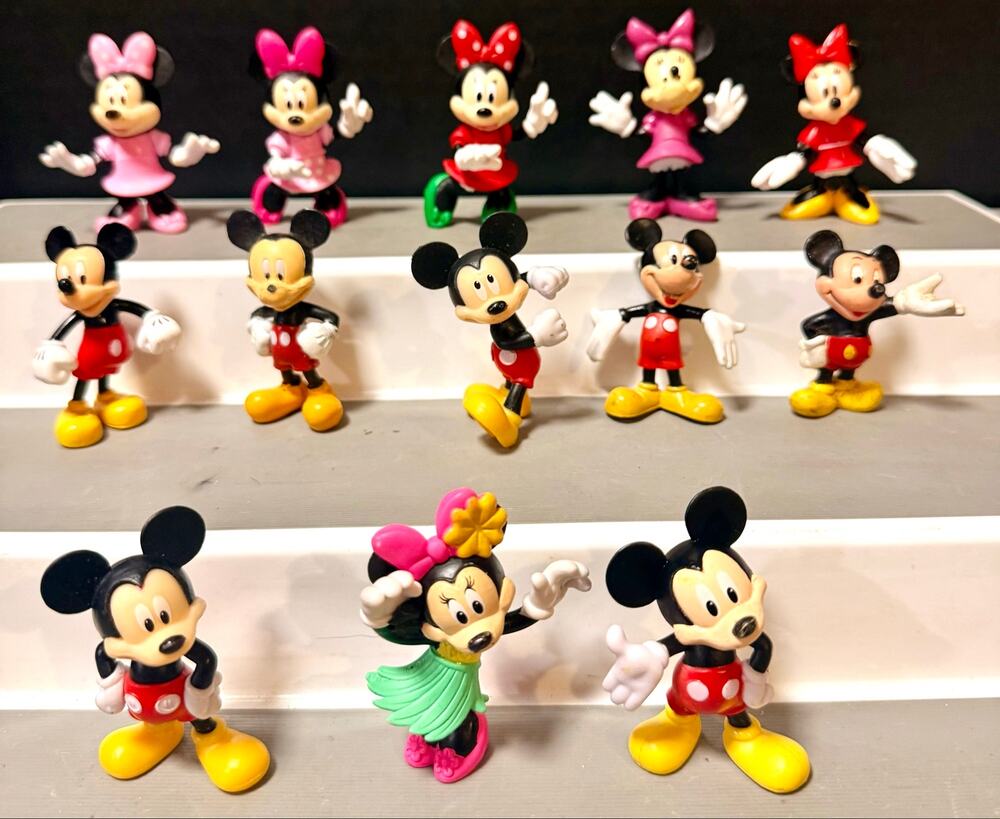 13 Mickey & Minnie Mouse plastic mini figurines cake toppers large variety